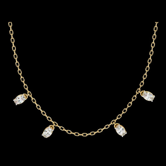1.45 TCW luxury Lab Grown Diamond Necklace Dainty Chain with Sparkling Oval Cut Diamonds