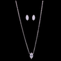Marquise Cut Moissanite Diamond Pendant Necklace with Stud Earrings Set