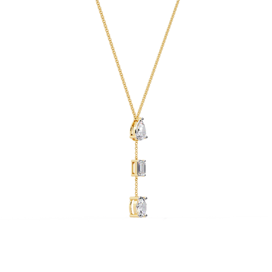Three Mix Shape Lab Grown Diamond Drop Pendant Necklace