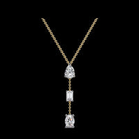 Three Mix Shape Moissanite Diamond Drop Pendant Necklace