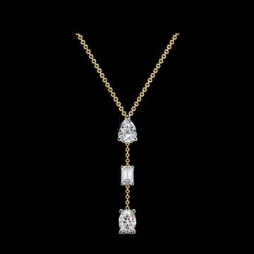 Three Mix Shape Moissanite Diamond Drop Pendant Necklace