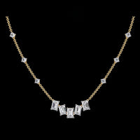2.78 CT Luxury Diamond Necklace Exquisite Emerald and Round Cut Moissanite Diamonds on a Luxe Chain