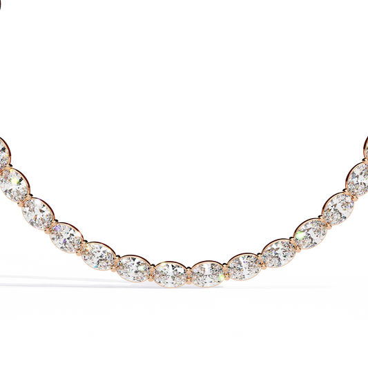 East West Oval Cut Moissanite Diamond Tennis Necklace