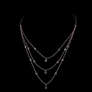 14K Gold Multi Layer Necklace with Natural Rose Cut Diamonds By Ivevar