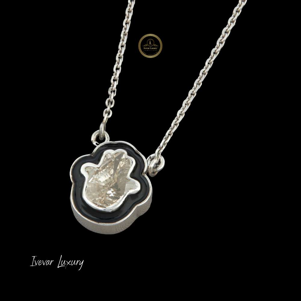 4.00 CTHandcrafted 14K Gold Necklace with Lab Grown Custom Diamond Hamsa Charm - view 2