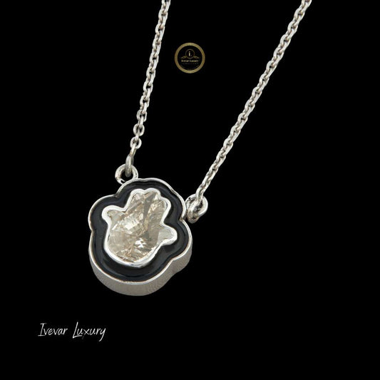 4.00 CTHandcrafted 14K Gold Necklace with Lab Grown Custom Diamond Hamsa Charm - view 2