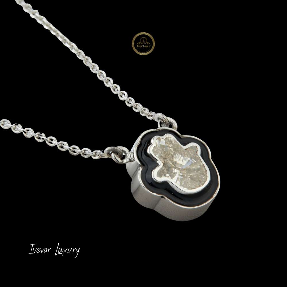 4.00 CTHandcrafted 14K Gold Necklace with Lab Grown Custom Diamond Hamsa Charm - view 3