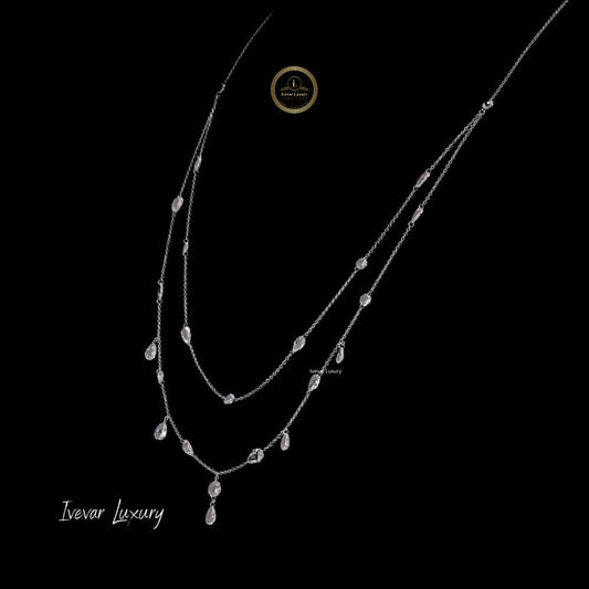 Delicate 14K Gold Necklace Featuring Natural Rose Cut Diamonds - view 2