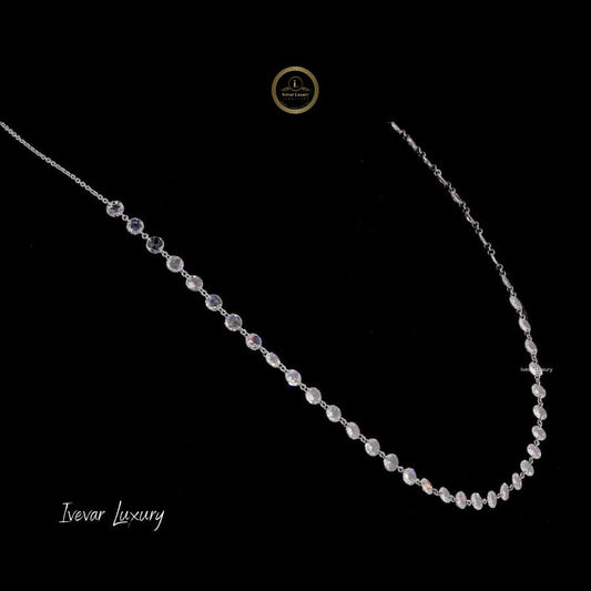 Luxury 14K Gold Diamond Line Necklace – Custom Artisan Setting - view 2
