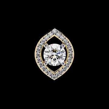 Symmetrical Eye Shape Layering Pendant Encrusted with Accent Moissanite