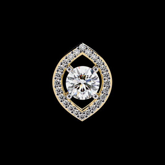 Symmetrical Eye Shape Layering Pendant Encrusted with Accent Moissanite