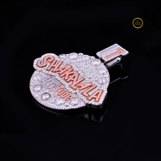 Personalized Shakalala Name Medallion Tri Tone 3D Hip Hop Lab Diamond Pendant