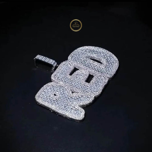 Custom Hip Hop RED Block Letter Lab Diamond Iced-Out Pendant