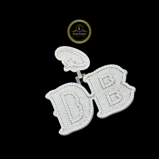 Custom Iced Out Moissanite Diamond DB Letters Pendant With Star Bail