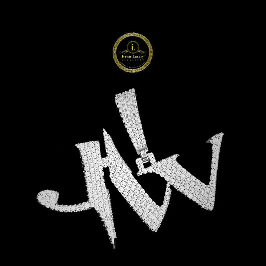 Custom Signature Moissanite Diamond Iced Out Initial Pendant