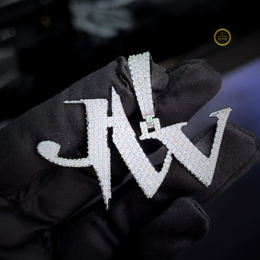 Custom Signature Moissanite Diamond Iced Out Initial Pendant