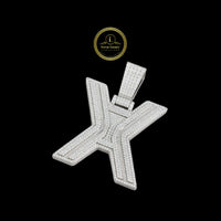 Custom Initial X Block Moissanite Diamond Iced-Out 3D Pendant
