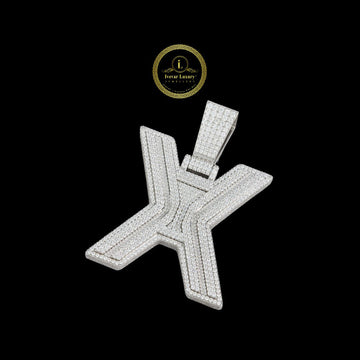 Custom Initial X Block Moissanite Diamond Iced-Out 3D Pendant