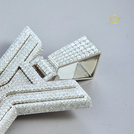 Custom Initial X Block Moissanite Diamond Iced-Out 3D Pendant