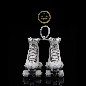 Iced-Out Custom Moissanite Diamond Roller Skates Hip Hop Pendant Charm