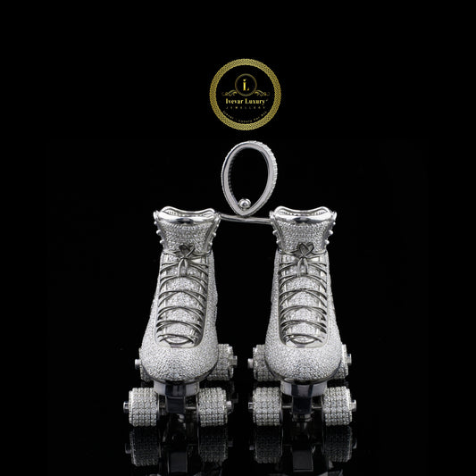 Iced-Out Custom Moissanite Diamond Roller Skates Hip Hop Pendant Charm