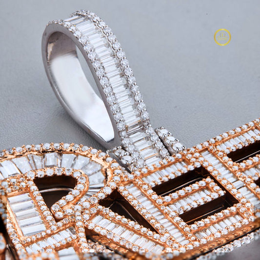 Custom Name Jewelry by Ivevar 925 Silver Pendant with Round & Baguette Lab Diamonds