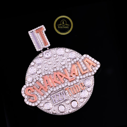Personalized Shakalala Name Medallion Tri Tone 3D Hip Hop Moissanite Diamond Pendant