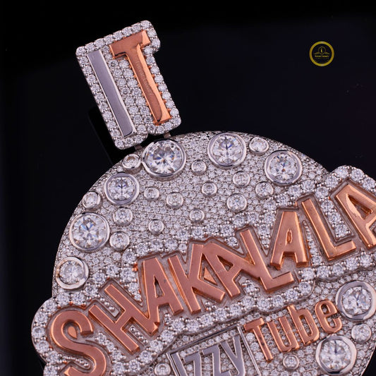 Personalized Shakalala Name Medallion Tri Tone 3D Hip Hop Moissanite Diamond Pendant