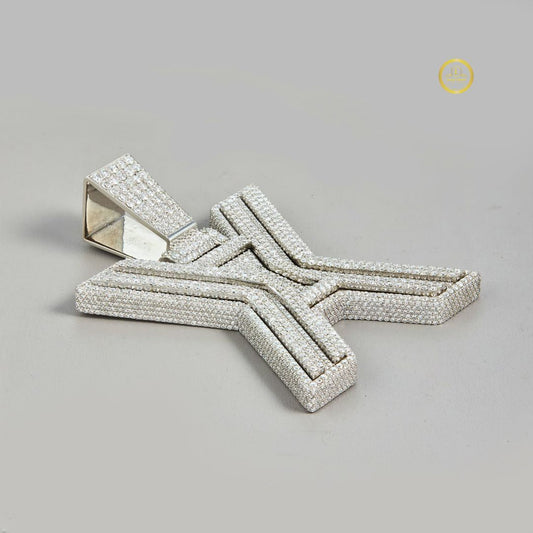 Custom Initial X Block Lab Diamond Iced-Out 3D Pendant