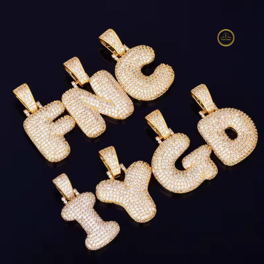 Hip Hop Jewelry Moissanite Diamond A-Z Sterling Silver Custom Name Diamond Letters Pendant by Ivevar