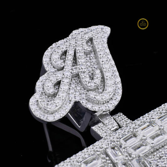 Fully Iced-Out Custom Baguette Moissanite Diamond AJ RST Letter Personalized Pendant