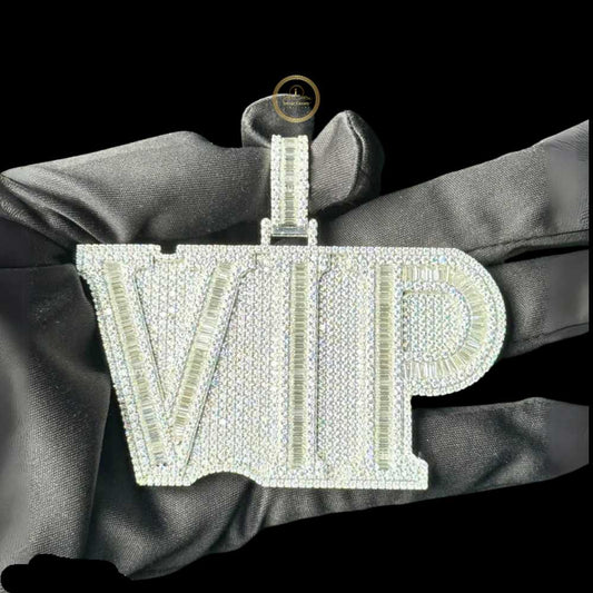 Iced-Out Custom Baguette Moissanite Diamond VIP Letters Hip Hop Pendant
