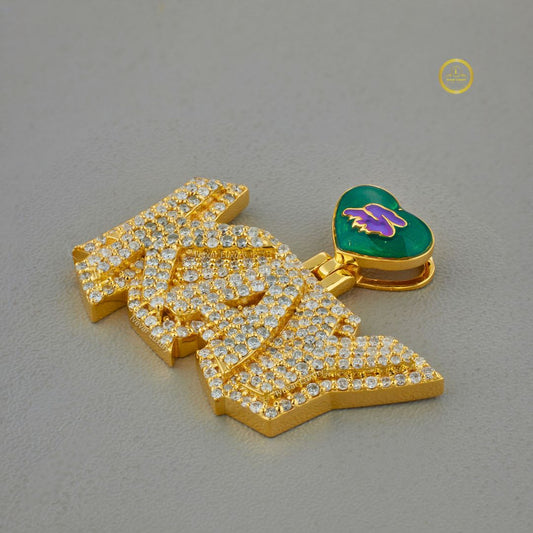 The Electric Heart Custom KAY Sharp Script Lab Diamond Green Enamel Pendant
