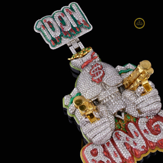 Custom Iced-Out Lab Diamond Skull Money Bag Pendant 1Don Bail