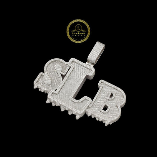 Iced Out Lab Diamond Letter Pendant Custom Hip Hop Necklace by Ivevar