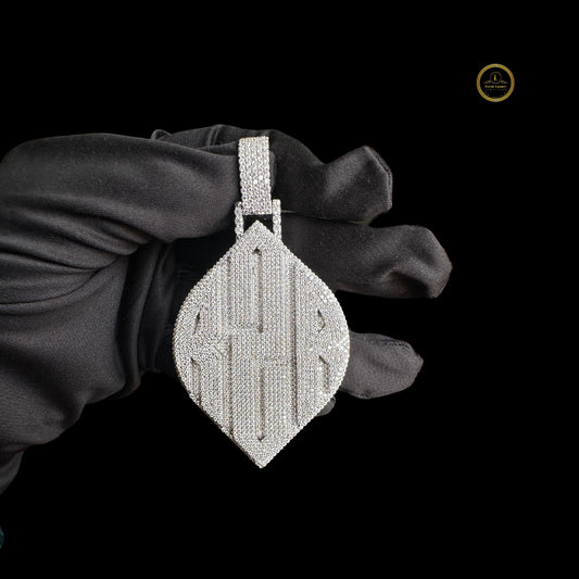 Custom Leaf Shield Moissanite Diamond Iced-Out Initial Pendant