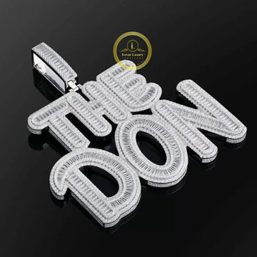 Iced-Out Custom Baguette Moissanite Diamond THE DON Letters Pendant Charm