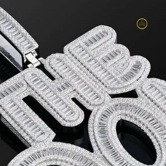 Iced-Out Custom Baguette Moissanite Diamond THE DON Letters Pendant Charm