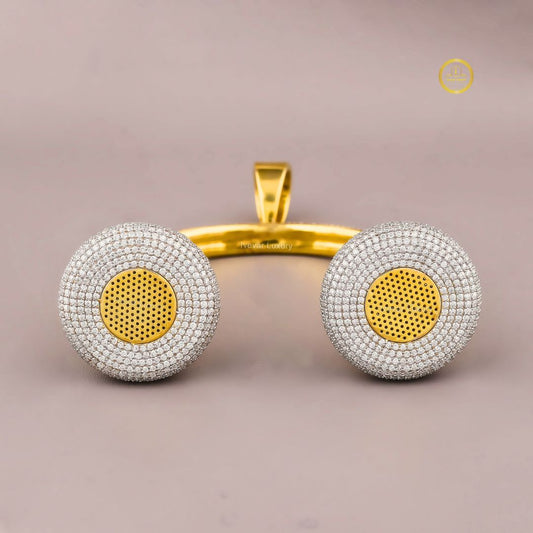 Iced-Out Two Tone Custom Moissanite Diamond Headphones Music Charm Pendant
