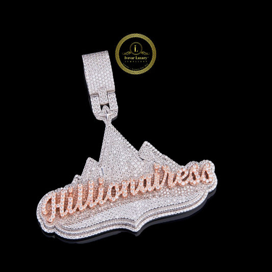 Custom Iced-Out Statement Pendant with Moissanite Diamond Detailing and Enamel Accents