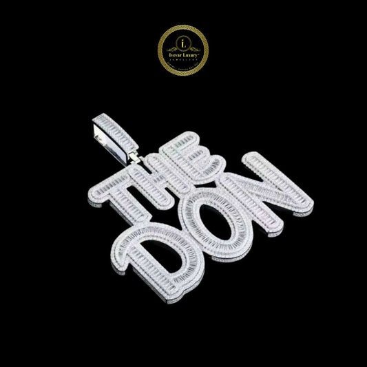 Iced-Out Custom Baguette Lab Diamond THE DON Letters Pendant Charm