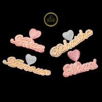 Custom Amour Heart Design lab Created Diamond Iced-Out Script Pendant
