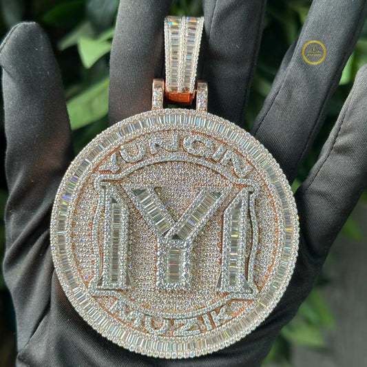 Customized Hip Hop Yungin Muzik Lab Diamond Iced-Out Medallion Pendant
