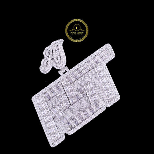 Fully Iced-Out Custom Baguette Moissanite Diamond AJ RST Letter Personalized Pendant