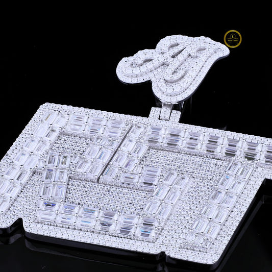 Luxury Lab Grown Diamond Pendant Fully Iced with Round & Baguette Cuts Ivevar