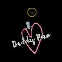 Personalized Daddy Bae Cursive Name Moissanite Diamond Pink Heart Pendant