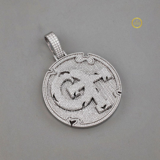 Iced-Out Dollar Sign Pendant with Round Cut Pavé Lab Diamond Setting