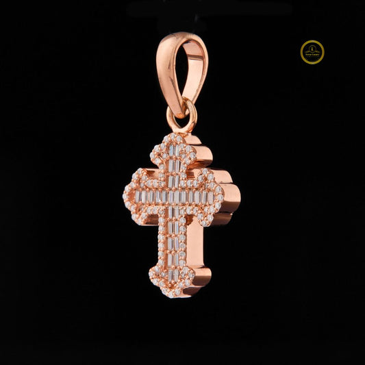 Baguette Moissanite Diamond Cross Pendant Iced-Out Hip Hop Jewelry