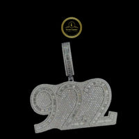 Iced Out Custom Baguette Moissanite Diamond "922" Number Pendant Charm