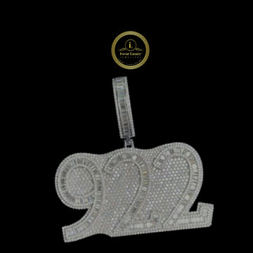 Iced Out Custom Baguette Moissanite Diamond "922" Number Pendant Charm